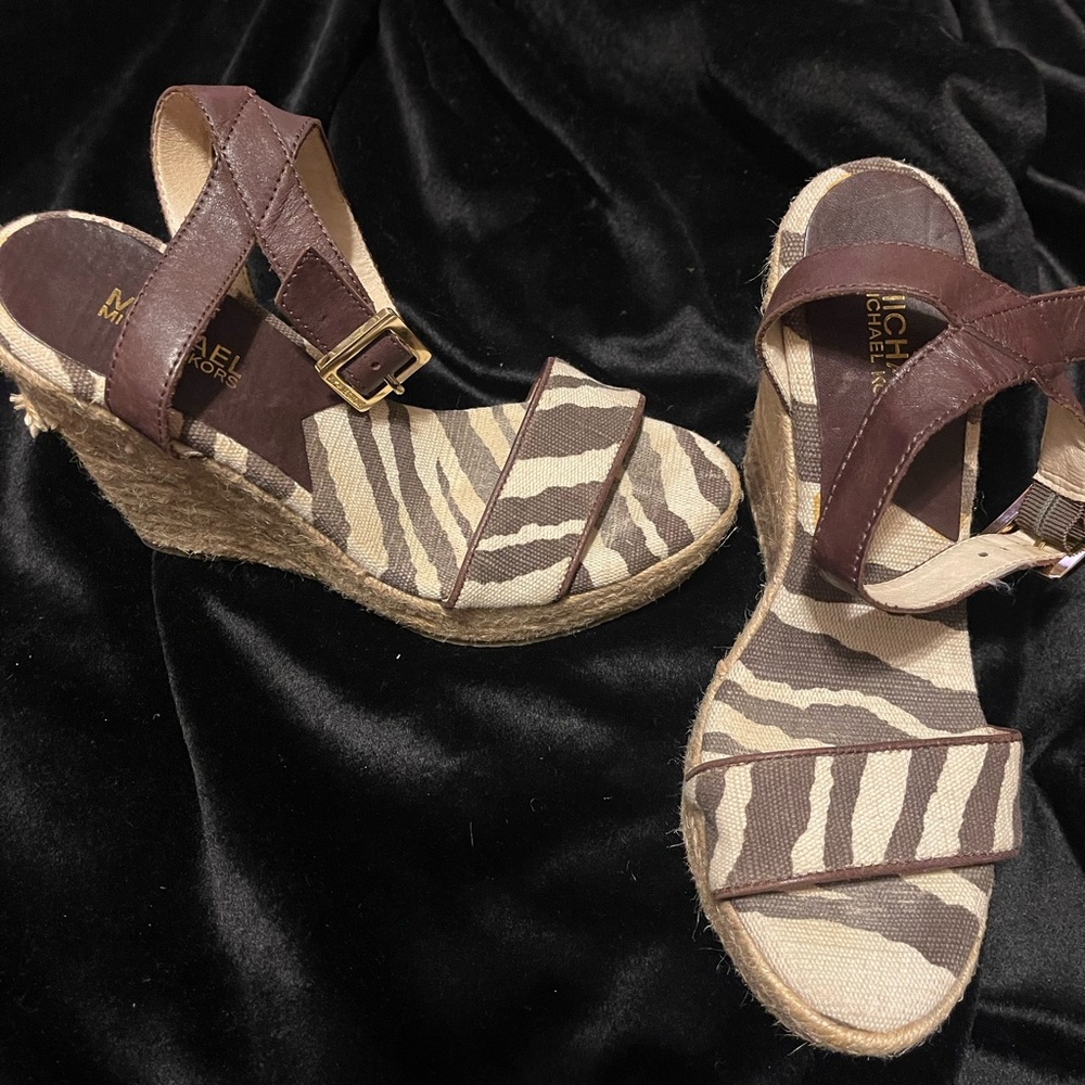 Brown zebra Michael Kors wedges 7.5